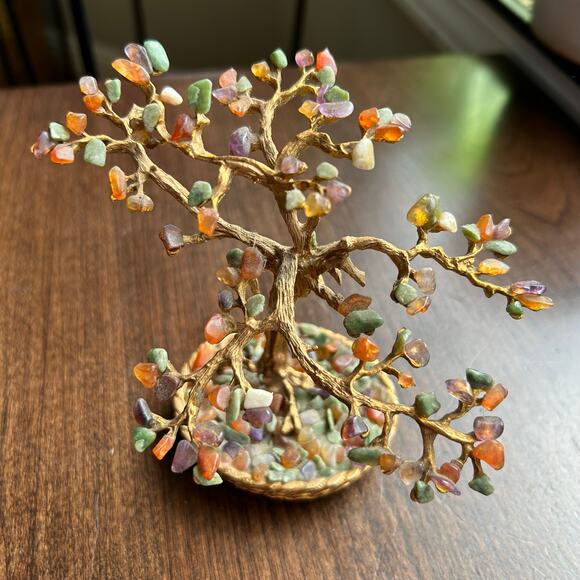Vintage select imports brass chakra crystal stone tree bonsai - Picture 6 of 10